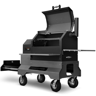 YS640S Yoder Smokers Adaptive Control System - with Yfi. Competition Pellet Grill with Stainless Steel Shelves and drawer