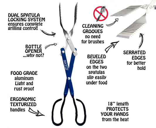 BBQ Croc 18-inch 3-in-1 Barbecue Tool and Tongs