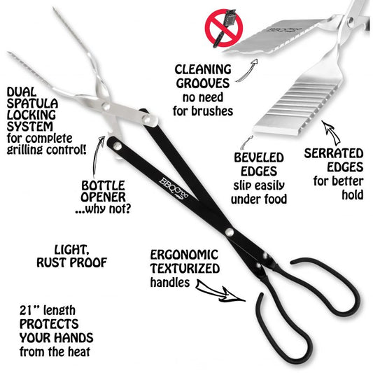 BBQ Croc 21-inch 3-in-1 Barbecue Tool and Tongs
